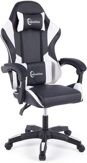 Ergonomic Gaming Chair Reclining Office Desk Chair Lumbar Support White