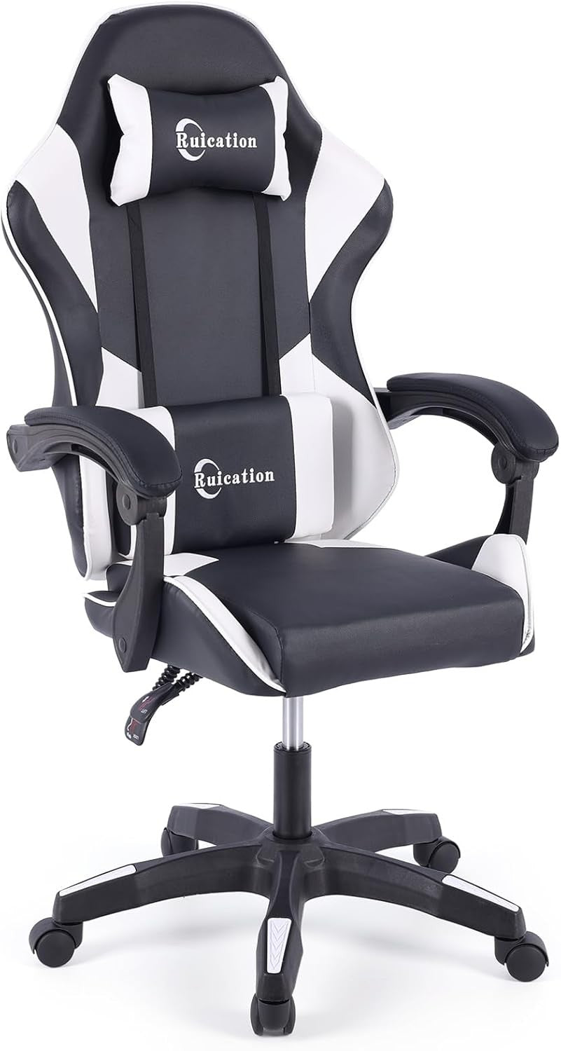 Ergonomic Gaming Chair Reclining Office Desk Chair Lumbar Support White