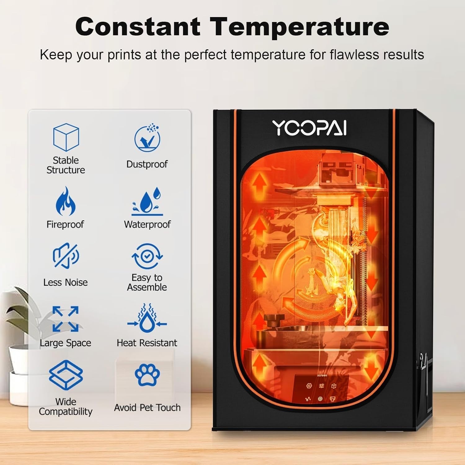 Resin 3D Printer Enclosure Vented Carbon Filter Odor Noise Dust Control