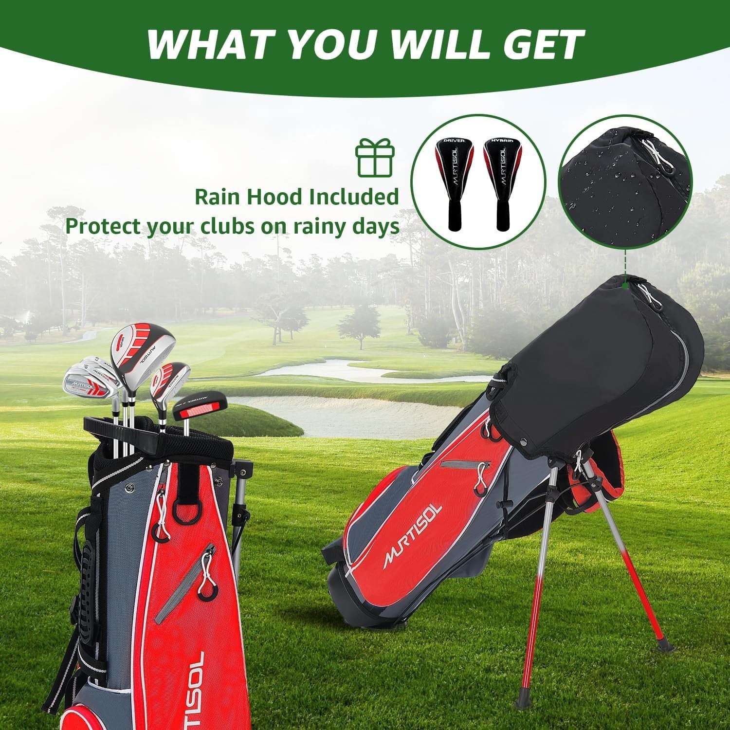 Junior Right Hand Golf Club Set 6 Piece Lightweight Easy Swing Red