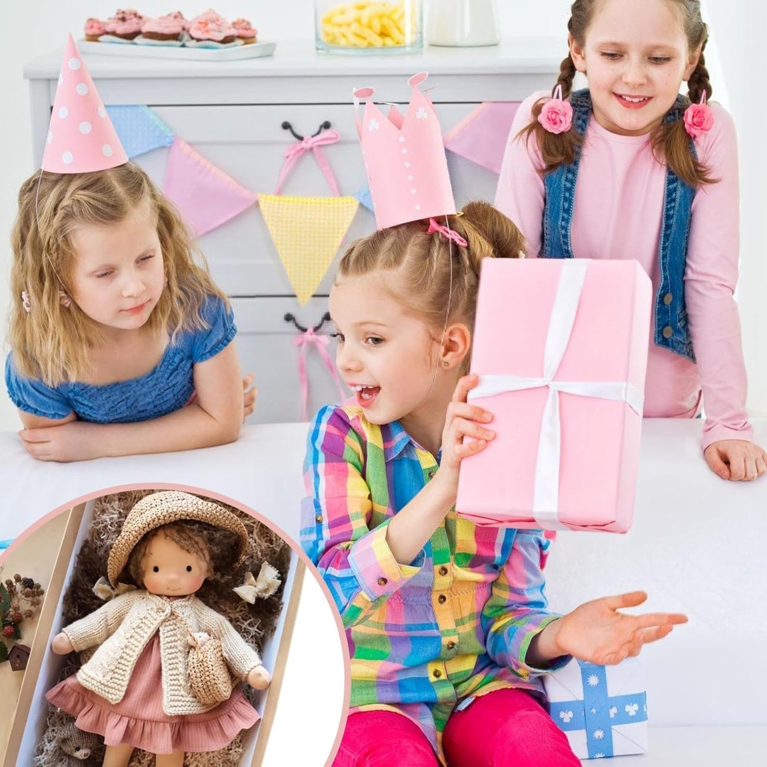 Cute Rag Doll Plush Toy with Hat Bag Shoes Boxed Gift for Babies Kids