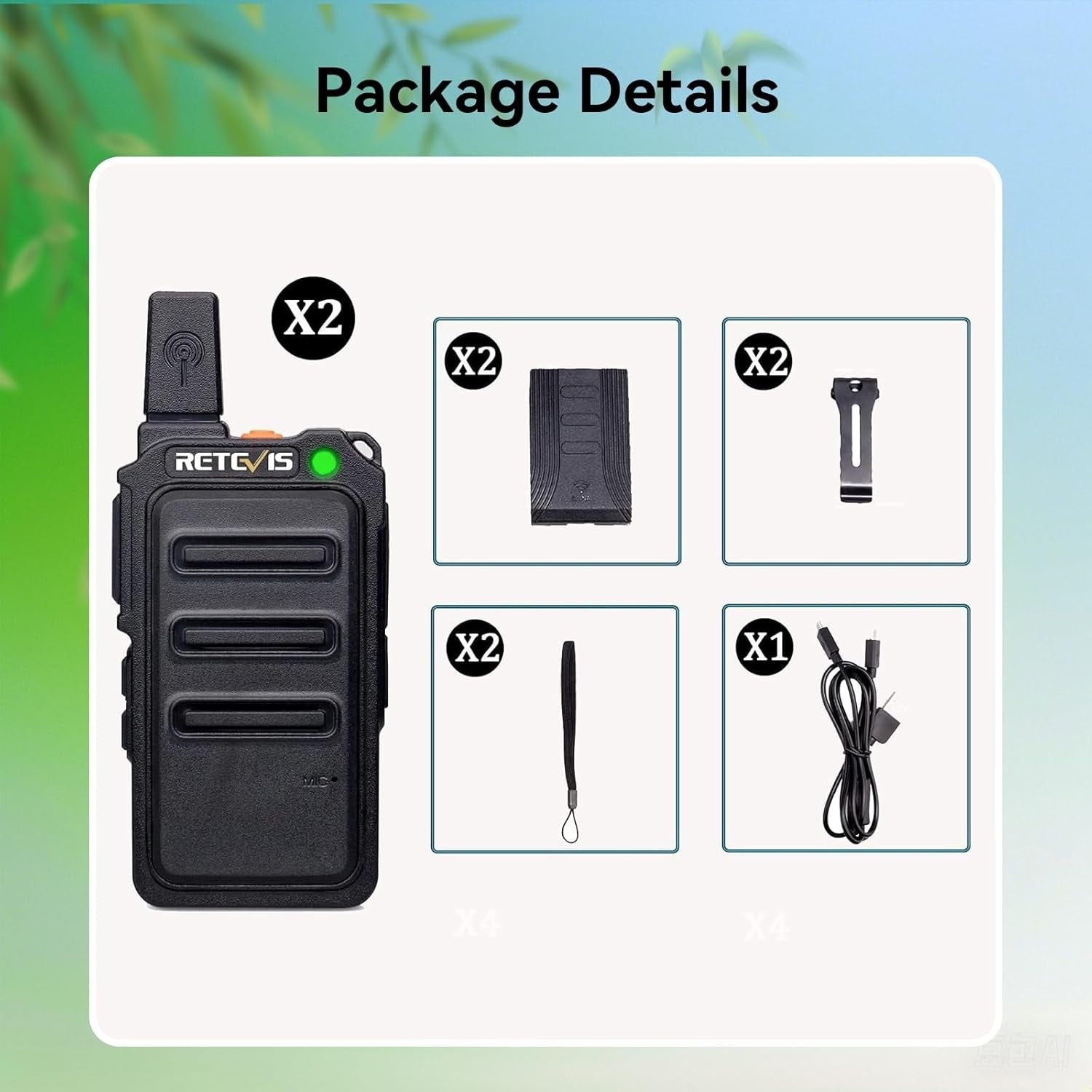 Mini Rechargeable Walkie Talkies PMR446 VOX Long Battery 2 Pack