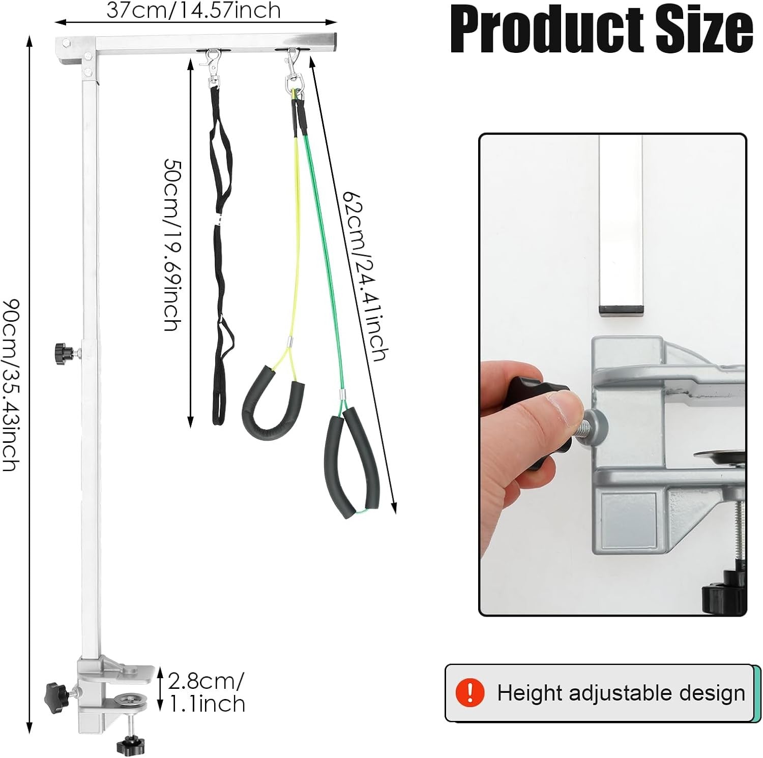 Foldable Dog Grooming Arm Clamp Adjustable Height Table Mount No Sit Loop