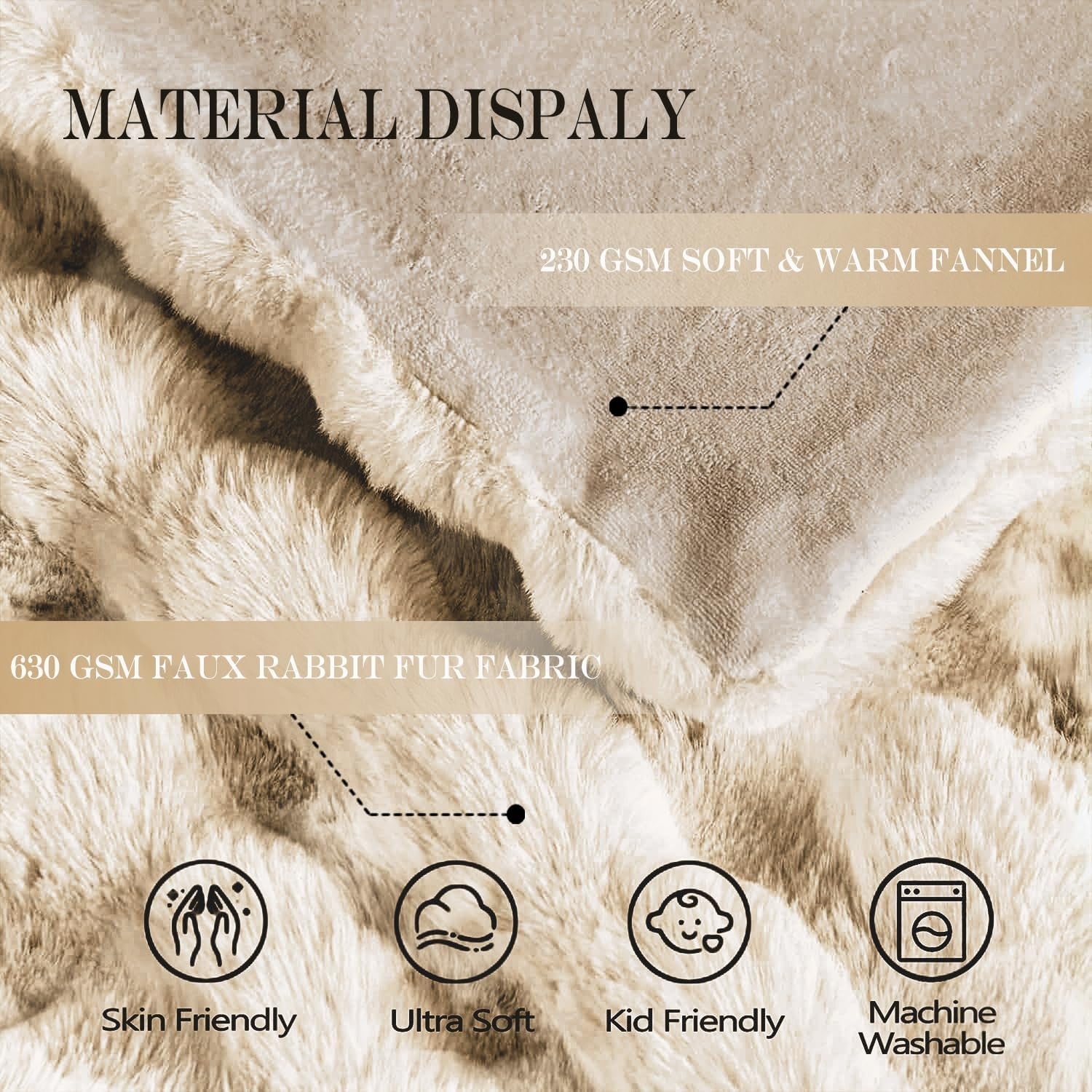Twin Faux Fur Throw Blanket Camel Plush Thick Warm Sofa Bedroom Cozy