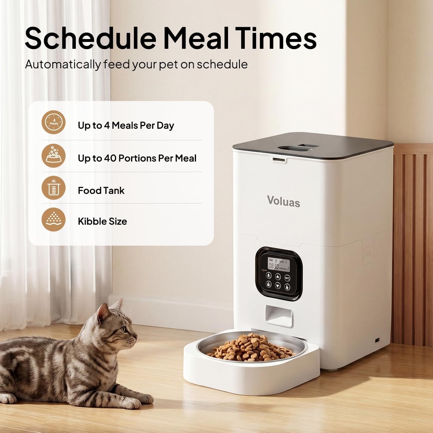 6L Automatic Pet Feeder Timed Food Dispenser Portion Control LCD Timer
