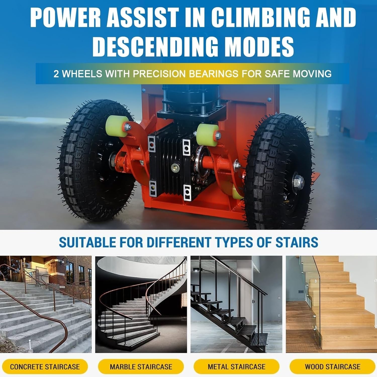 Electric Stair Climbing Hand Truck 400kg Load 1200W Heavy Duty Dolly