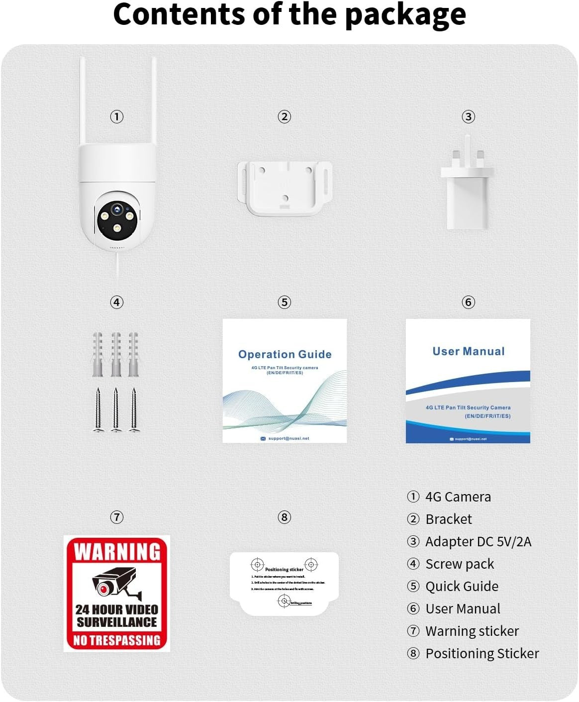 4G LTE Security Camera Outdoor 2K PTZ CCTV SIM Card 24/7 Recording