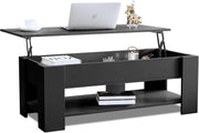 Lift Up Coffee Table with Storage, Black 120x60cm Adjustable Height
