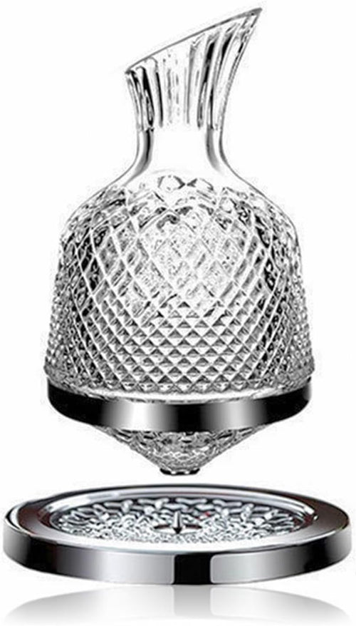 Spinning Crystal Wine Decanter 1.5L with Base Lead-Free Aerator Luxury Gift Set