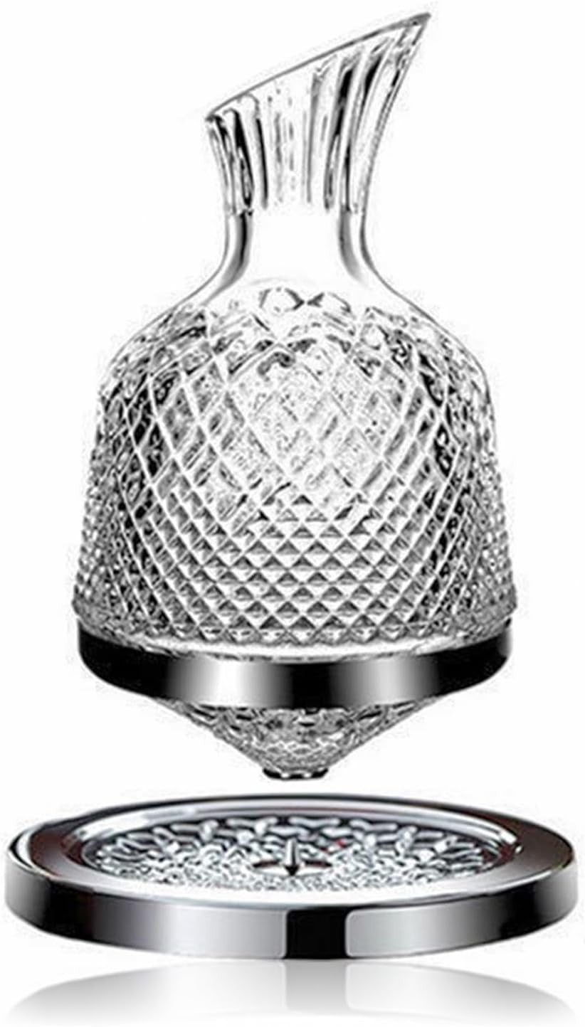 Spinning Crystal Wine Decanter 1.5L with Base Lead-Free Aerator Luxury Gift Set