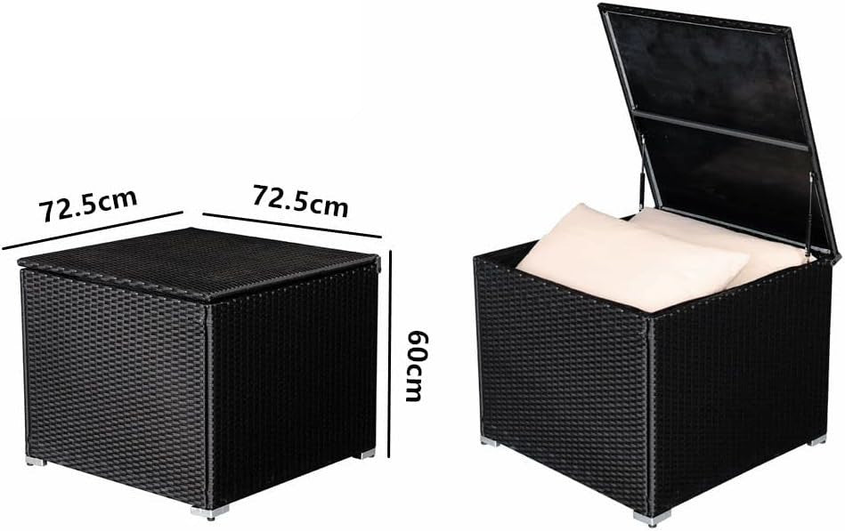 4 Seater Rattan Garden Sofa Set with Storage, Coffee Table & Weatherproof Cushio