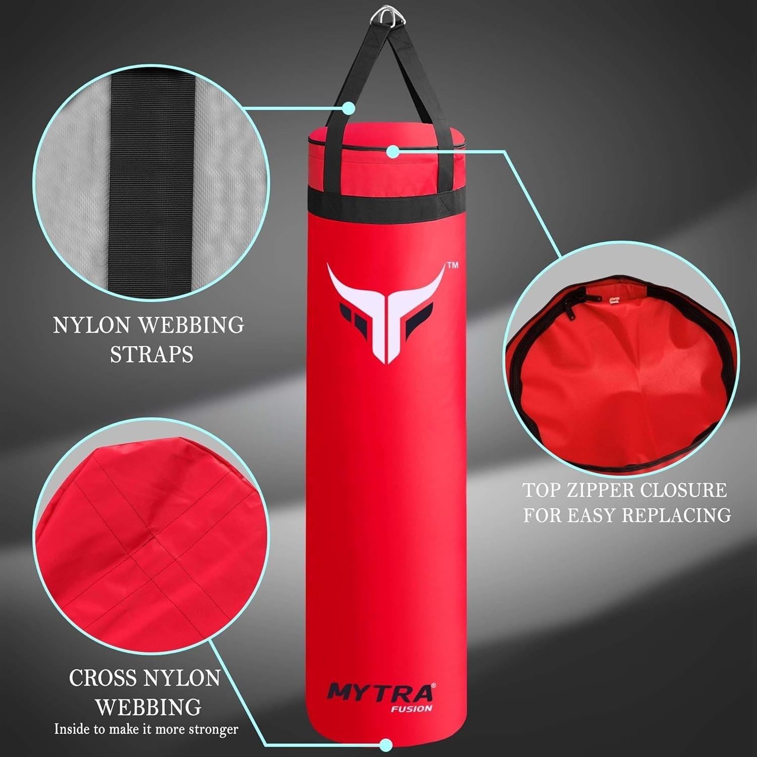 4FT Boxing Punch Bag Hanging Unfilled MMA Muay Thai Kickboxing Training