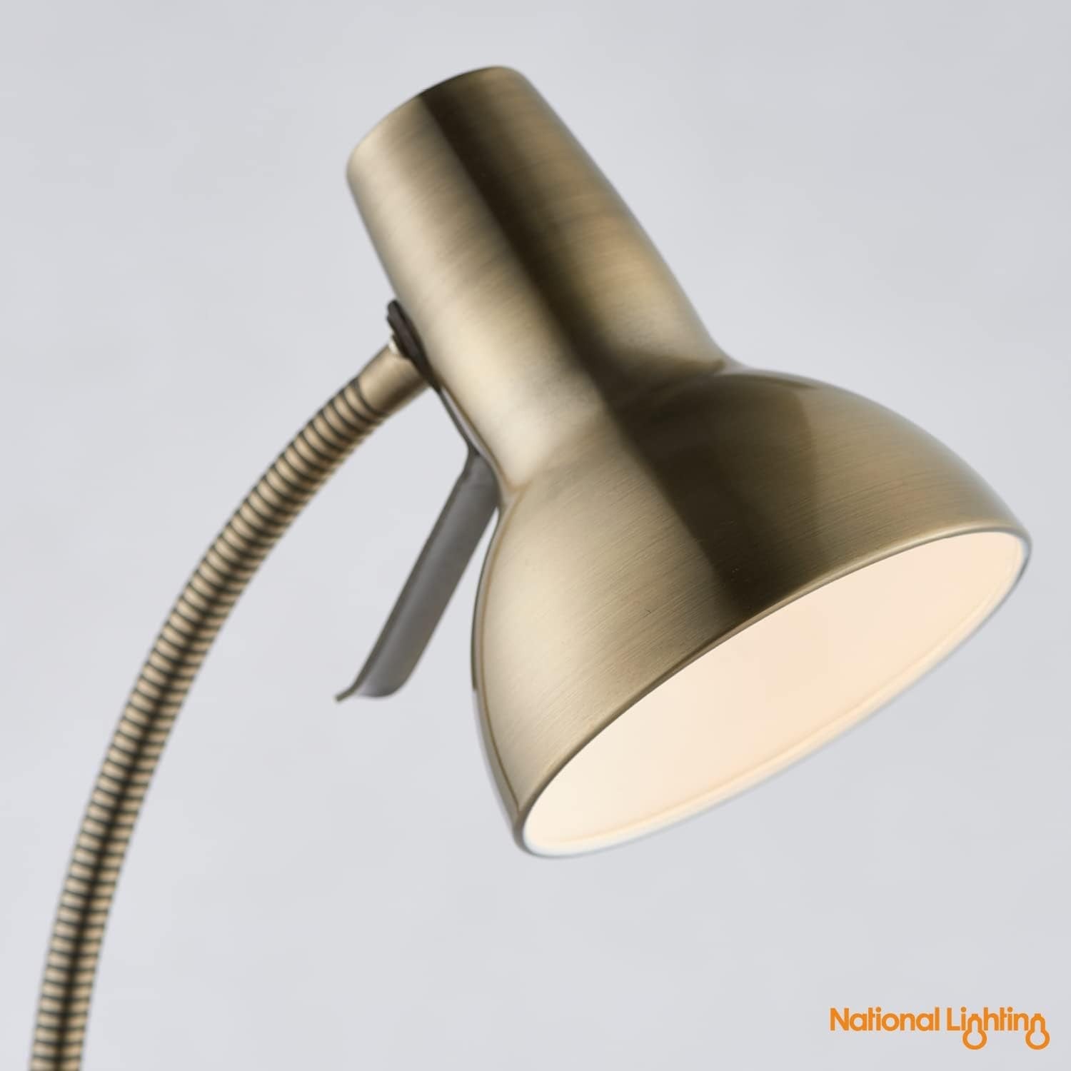 Antique Brass Floor Lamp Adjustable Gooseneck Reading Light Tall Standing