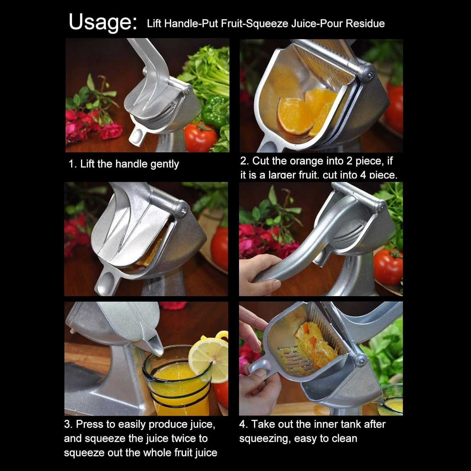 Manual Citrus Juicer Hand Press Aluminum Lemon Orange Lime Squeezer