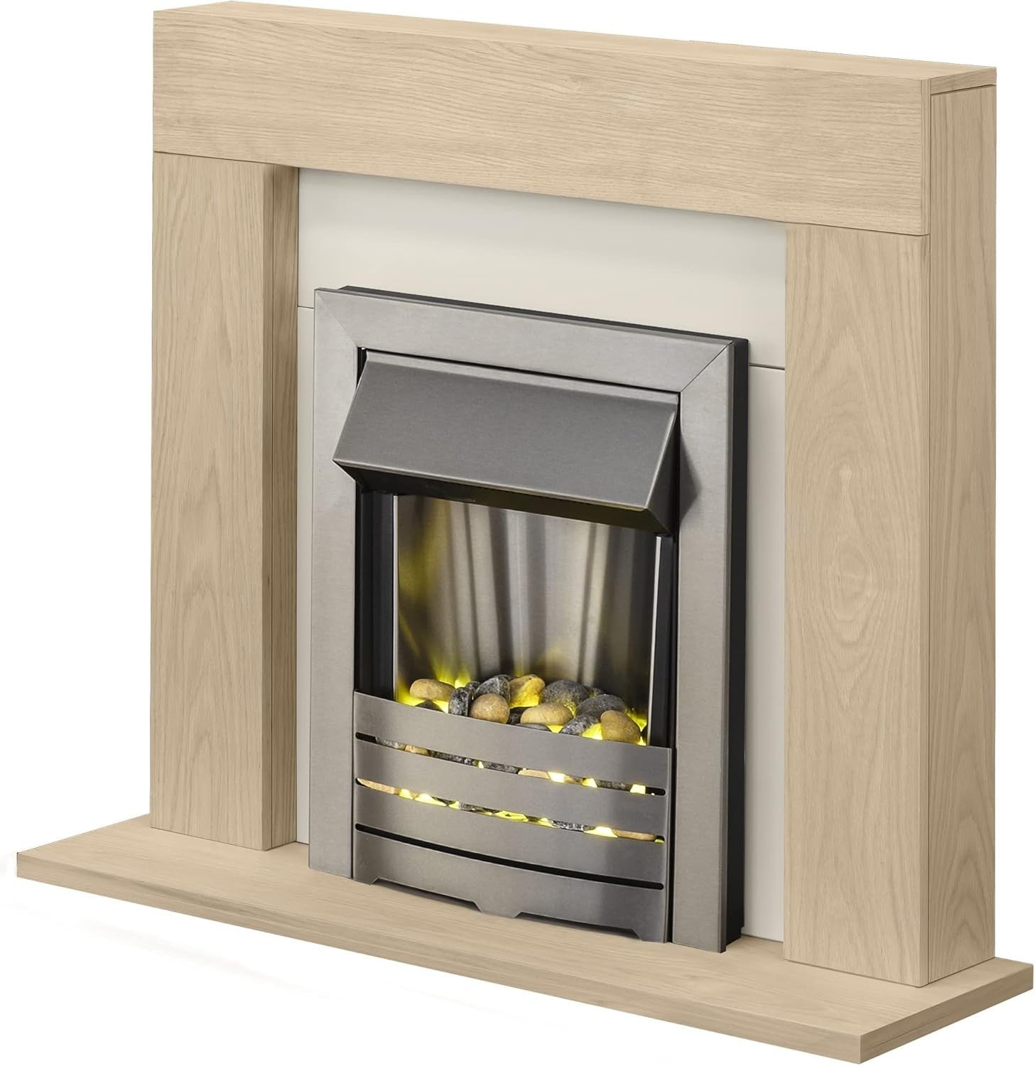 Electric Oak Fireplace Suite 2000W LED Fire Freestanding Modern Heater