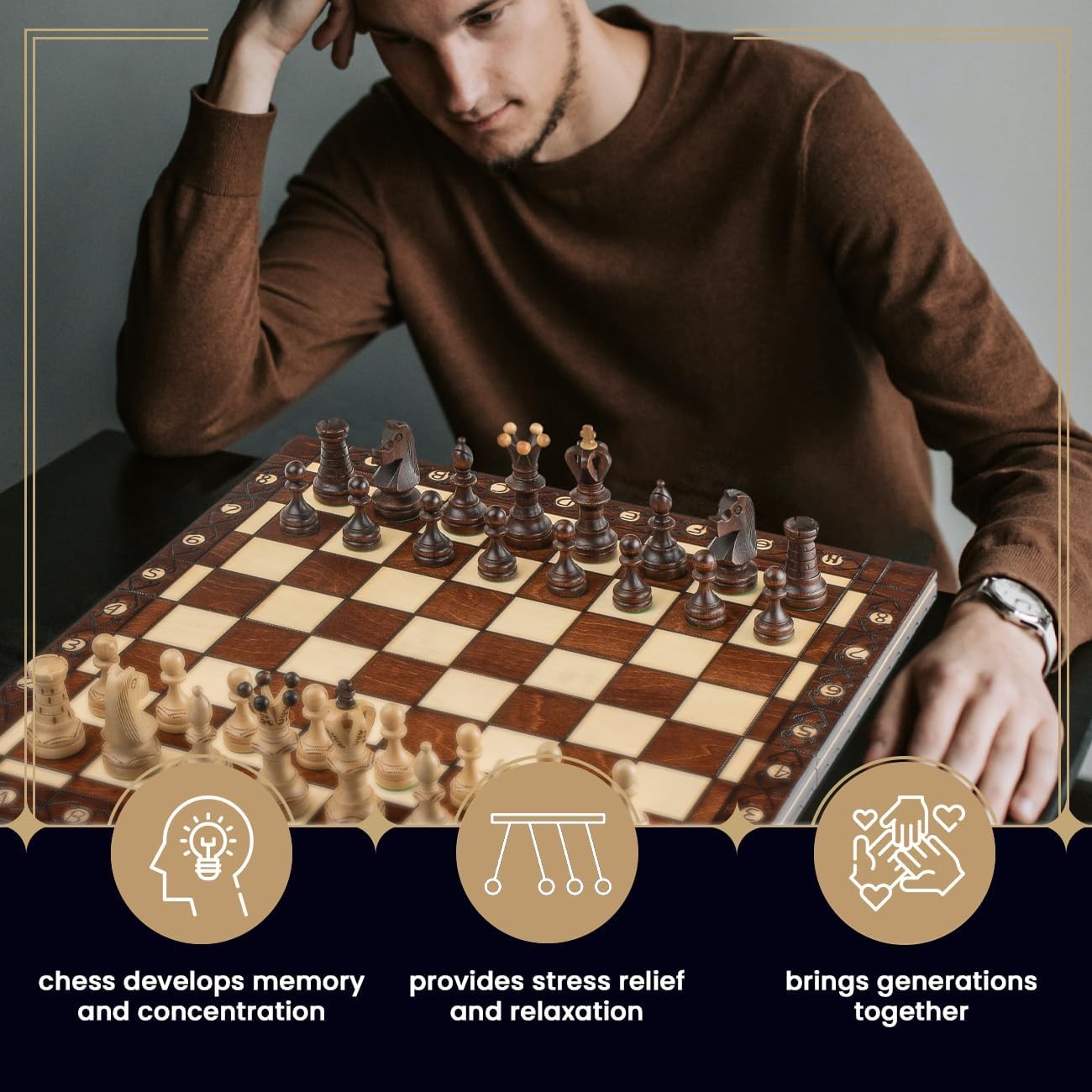 54cm Handmade Wooden Chess Set | Large Portable Board & Classic Pieces | Luxury