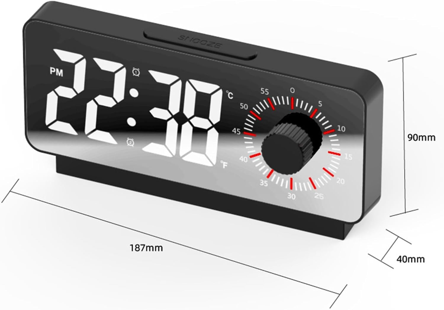 Digital Dual Alarm Clock LED Display Snooze Sleep Timer Temperature Bedroom