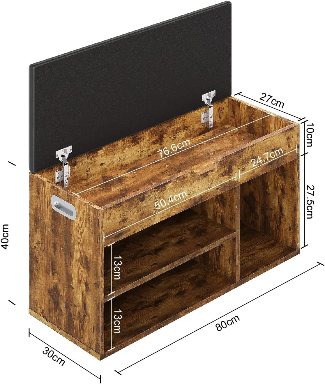 Classic Wooden Shoe Bench with Padded Seat & Hidden Storage | Entryway