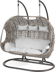 Luxury Triple Hanging Egg Chair Swing Hammock with Cushions Outdoor Garden