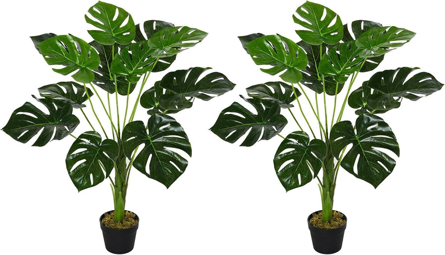 Set of 2 85cm Artificial Monstera Trees Potted Indoor Outdoor Home Garden Decor