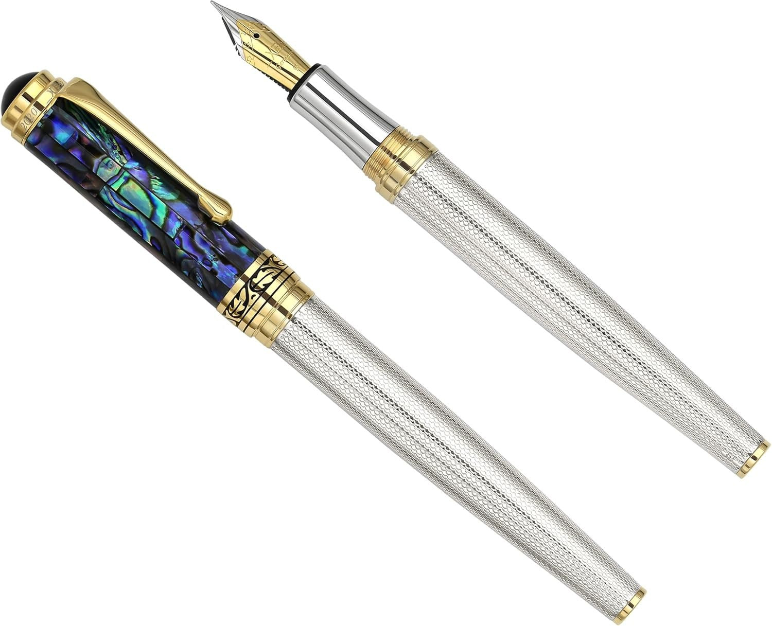 Luxury Blue Pāua Sea Shell Fountain Pen Fine Point Refillable 148mm