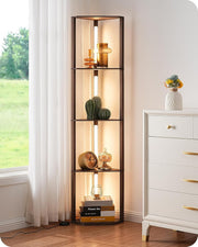 LED Floor Lamp with Shelves Dimmable Corner Standing Display Light