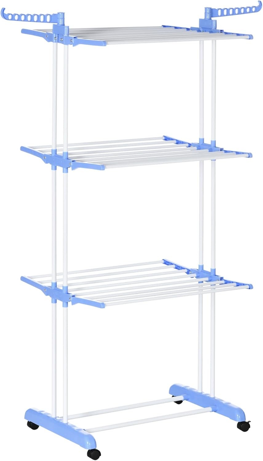 4 Tier Clothes Airer Folding Laundry Drying Rack With Wings Steel