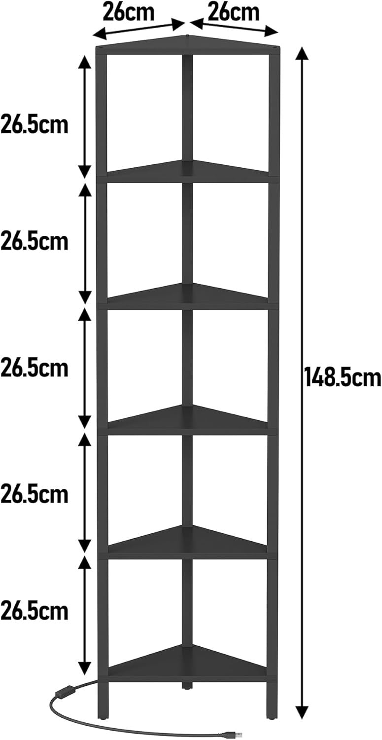 Modern 6-Tier LED Corner Shelf Unit | Space-Saving Display Rack for Living Room