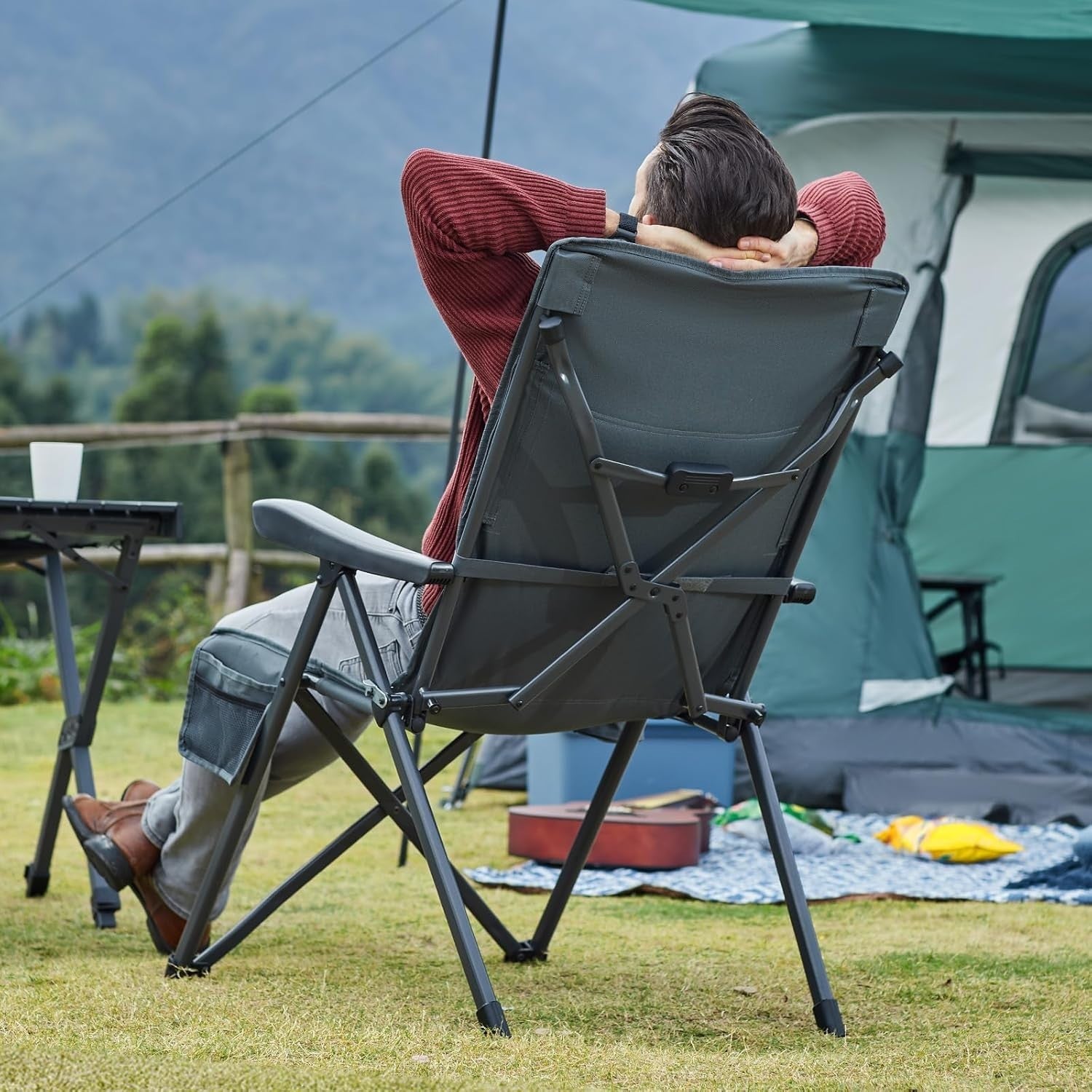Heavy Duty Folding Recliner Chair Padded 160KG XL Garden Camping Seat