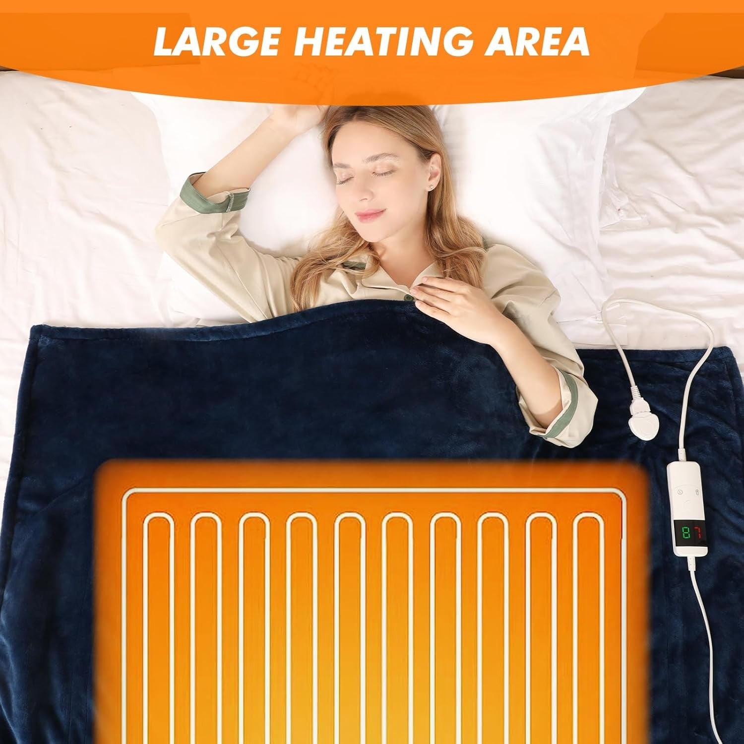 Electric Heated Throw Blanket 180x200cm Sherpa Fleece 10 Heat Timer