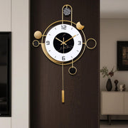 40×55cm Gold & White Pendulum Wall Clock – Silent Quartz Modern Design