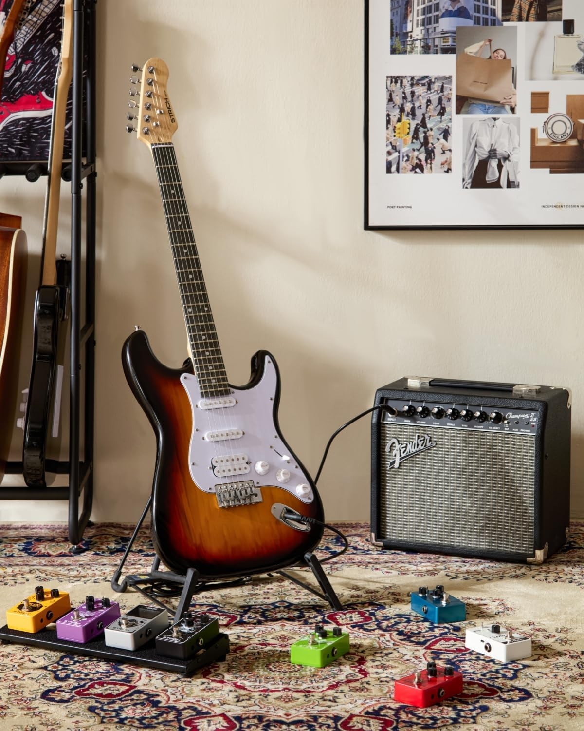 39" Electric Guitar Starter Kit SSS Full Size with 10W Amp Sunburst