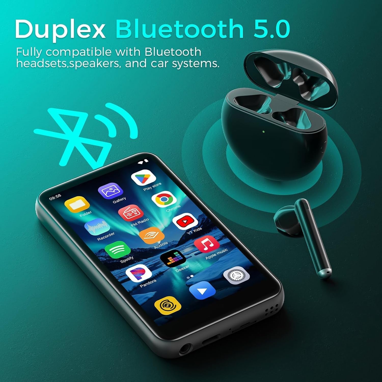 128GB MP3 Player Bluetooth 5.4 2.4" Touchscreen FM HiFi