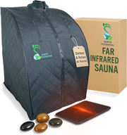 Portable Far Infrared Sauna Tent 1-Person – Dry Sauna w/ Timer, Chair & Foot Pad