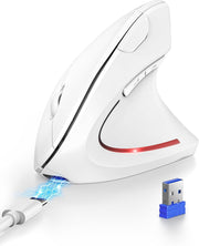 White Vertical Ergonomic Mouse Bluetooth Rechargeable 4800 DPI