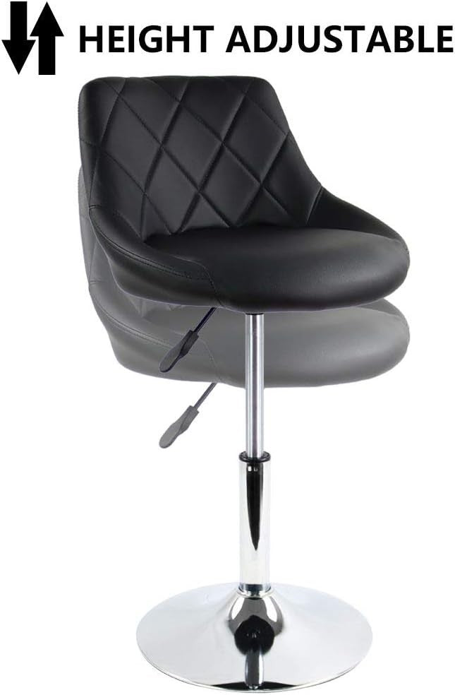 Adjustable PU Leather Swivel Bar Stool | Low Counter Breakfast Chair