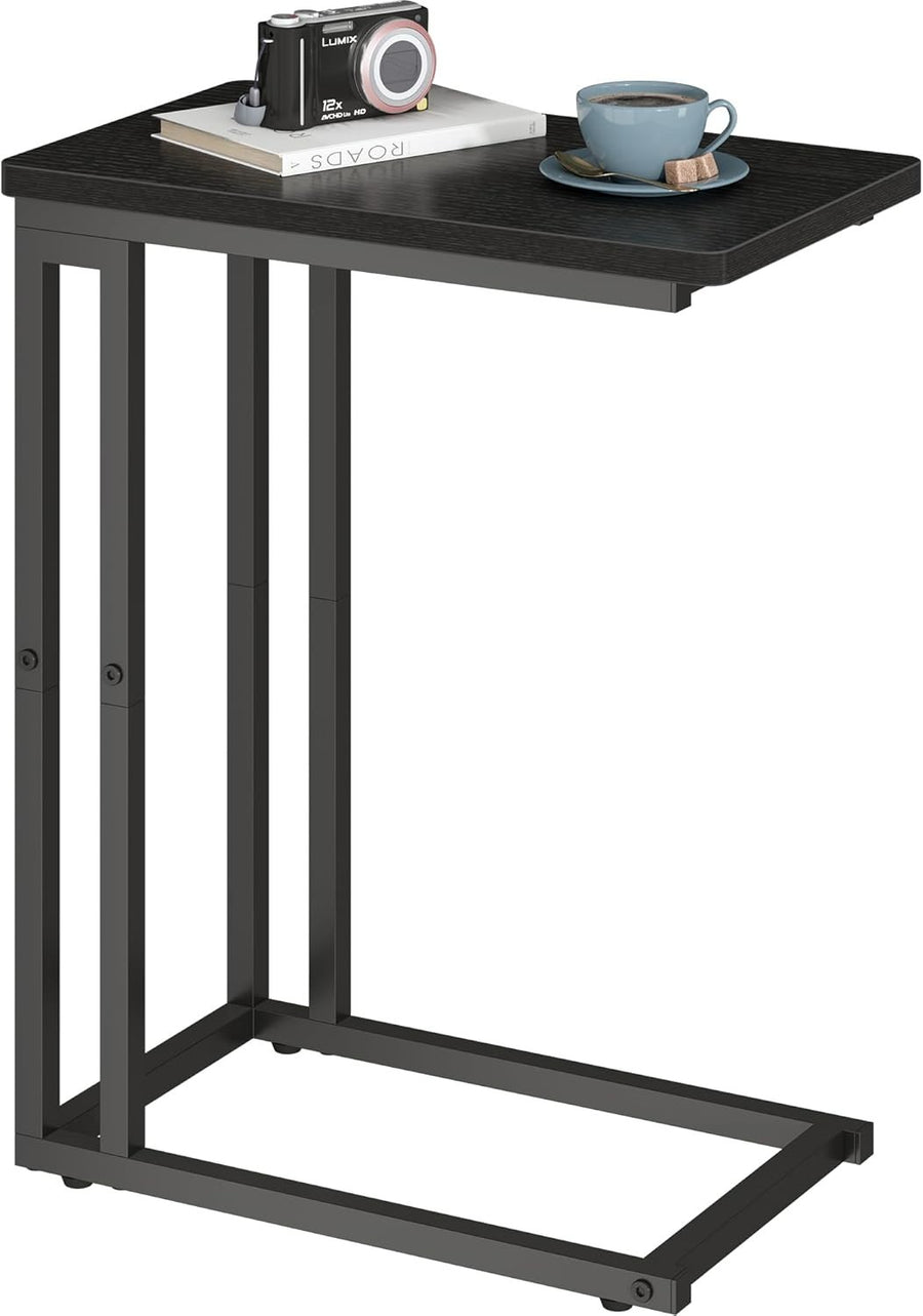 C-Shaped Narrow Side Table with Storage, Slide-Under Sofa, Compact Desk