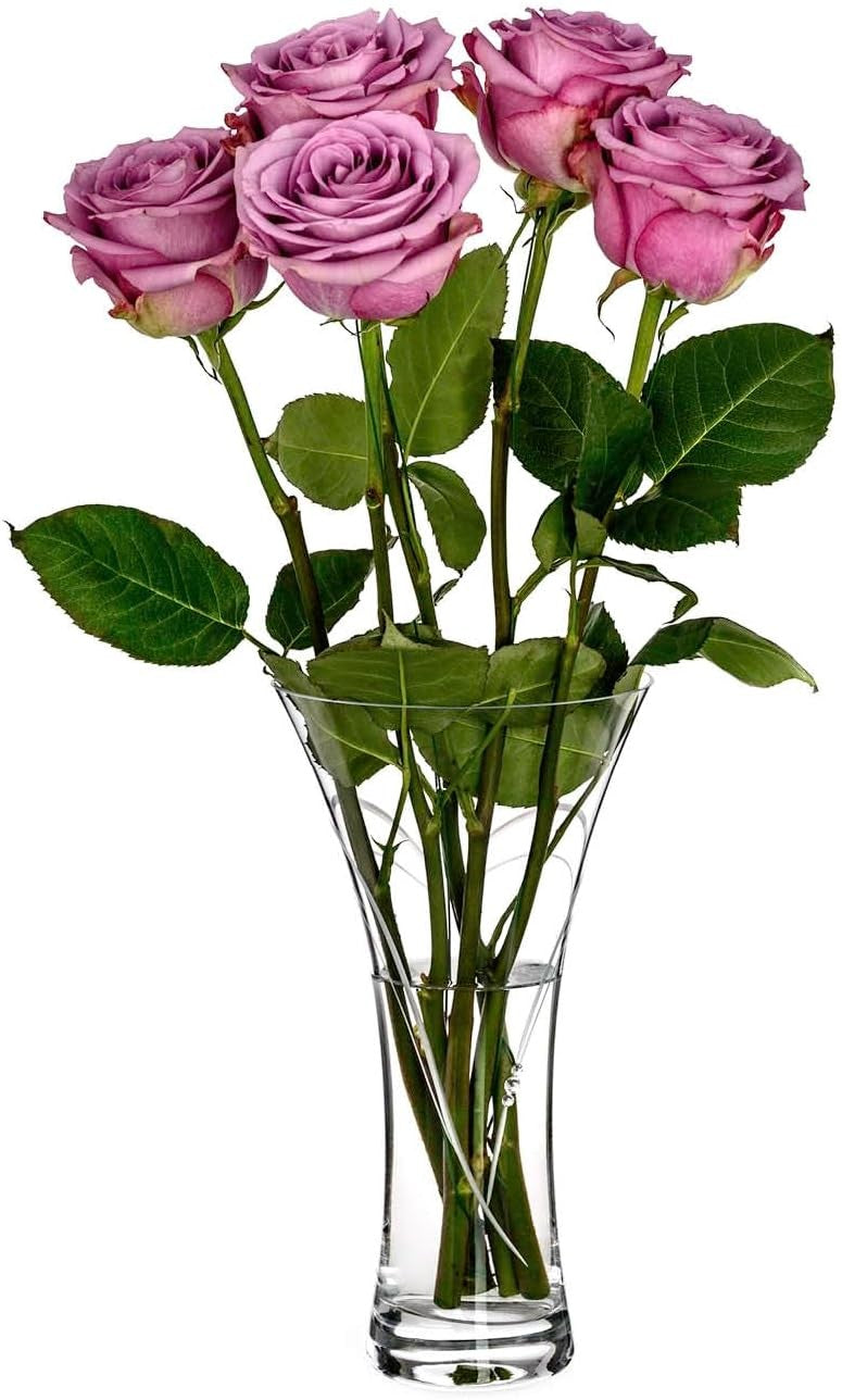 Crystal Trumpet Vase 25cm Hand Cut Clear Glass Flower Home Decor