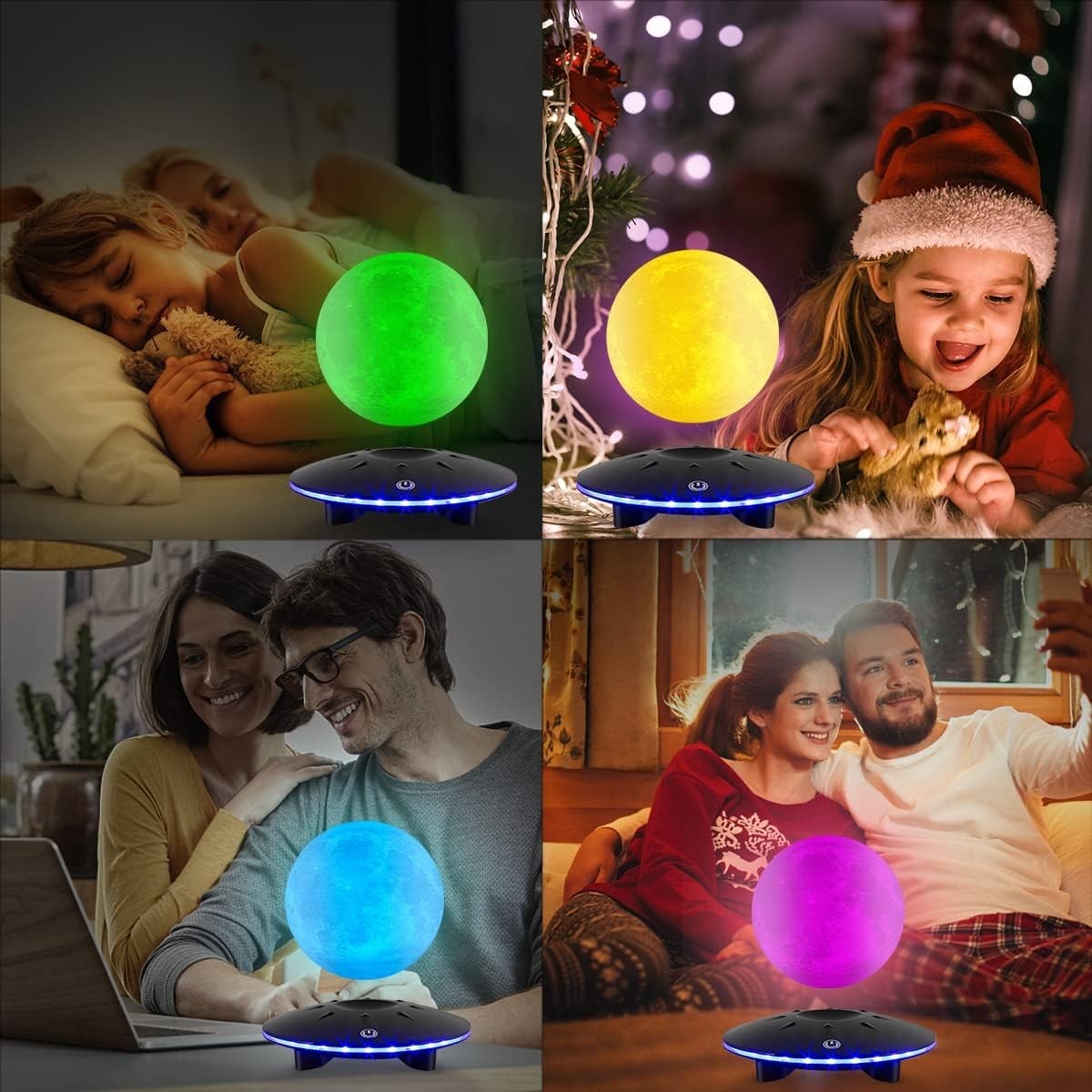 Levitating Moon Lamp 16 Colors, Magnetic Floating 3D Spinning LED Night Light