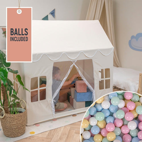 Kids Cotton Playhouse Tent w 400 Balls Foldable Indoor Outdoor Play Den