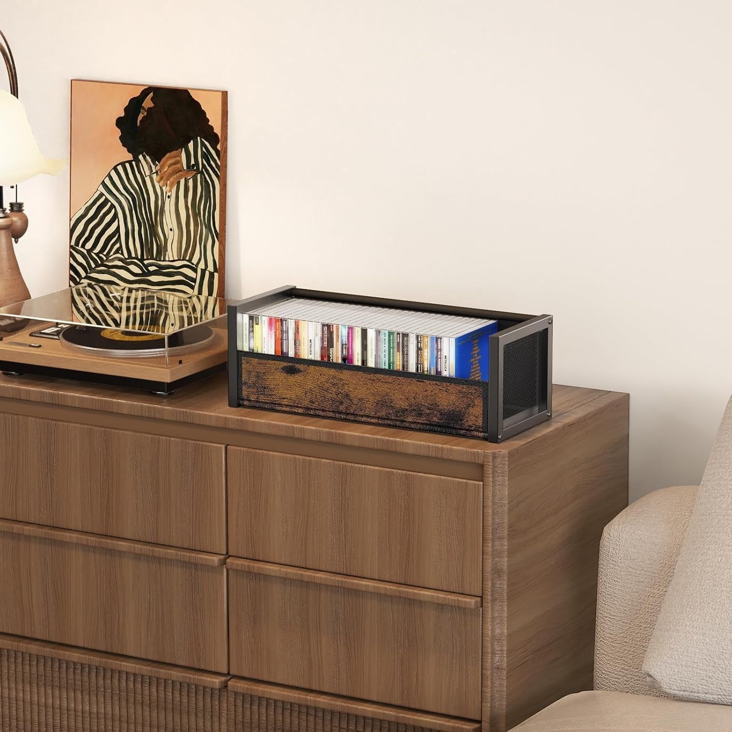 CD Storage Box Holder Rack Holds 40 CDs Stackable Magnetic Closure