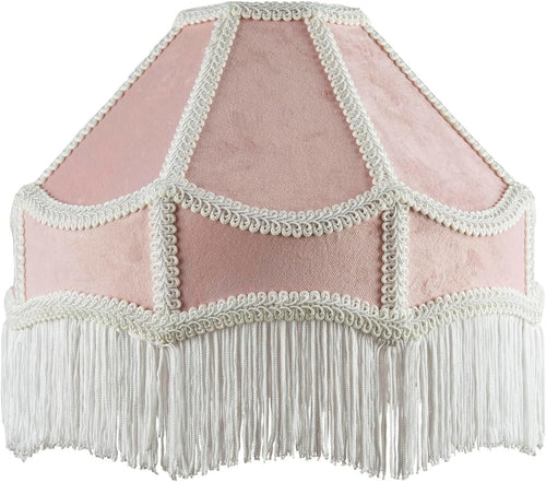 Victorian Empire Velvet Lampshade Soft Pink Tassel Pendant 40cm