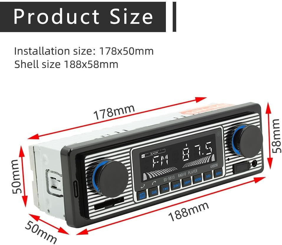 7" Single Din Car Stereo Bluetooth FM USB AUX