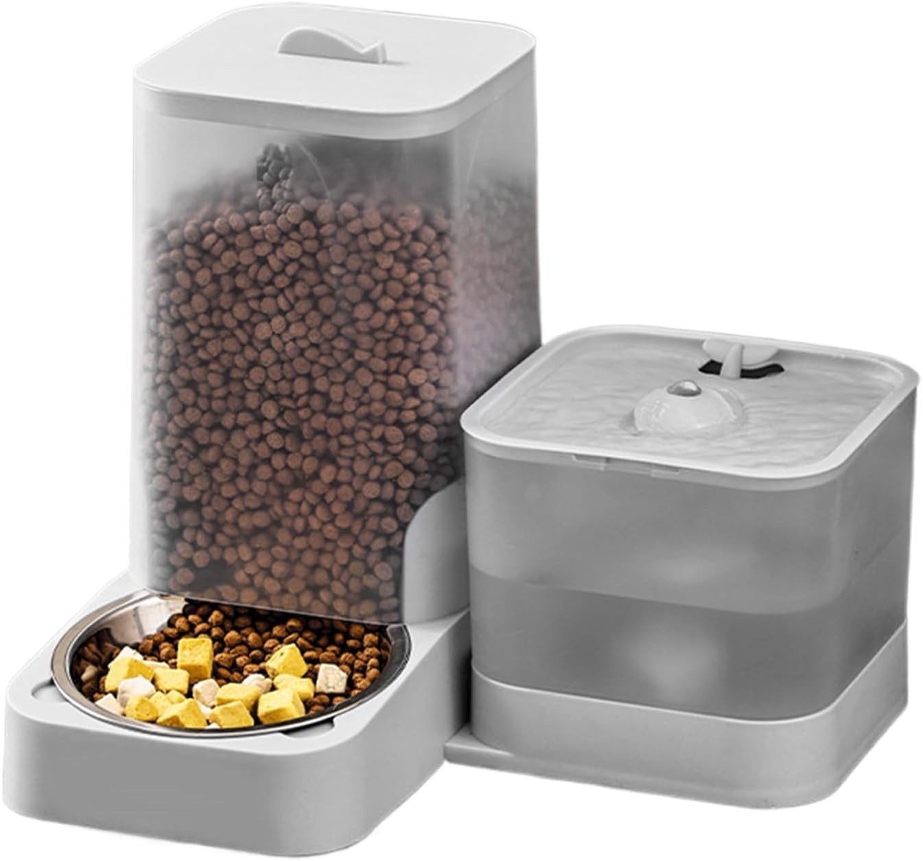 2 in 1 Automatic Cat Feeder Water Fountain 3L Food 2L Tank Grey