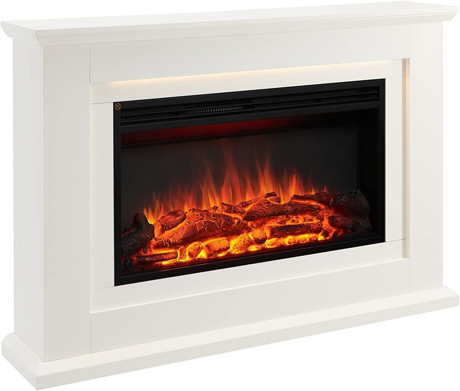 47” White Electric Fireplace Freestanding LED Flame 2kW Heater Remote
