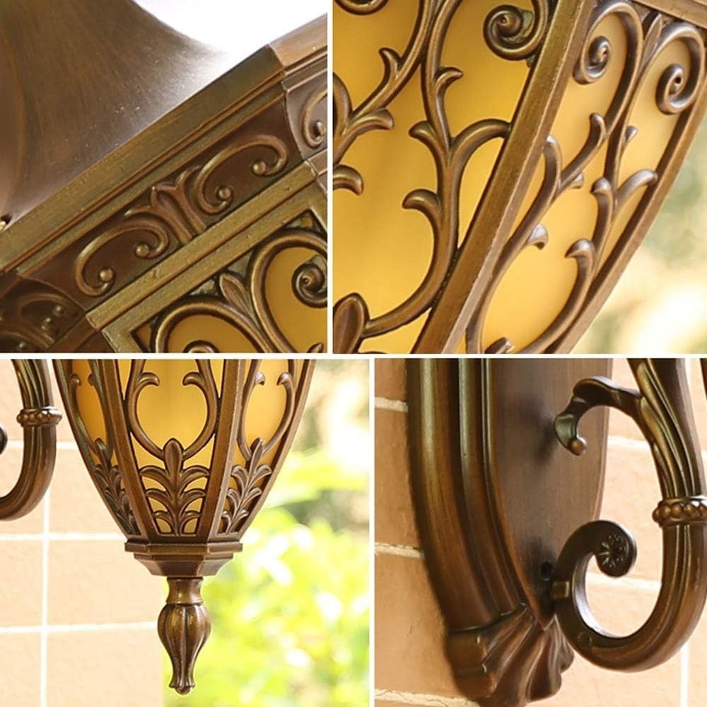 Retro Brass Outdoor Wall Lantern – Frosted 6-Sided Glass E27