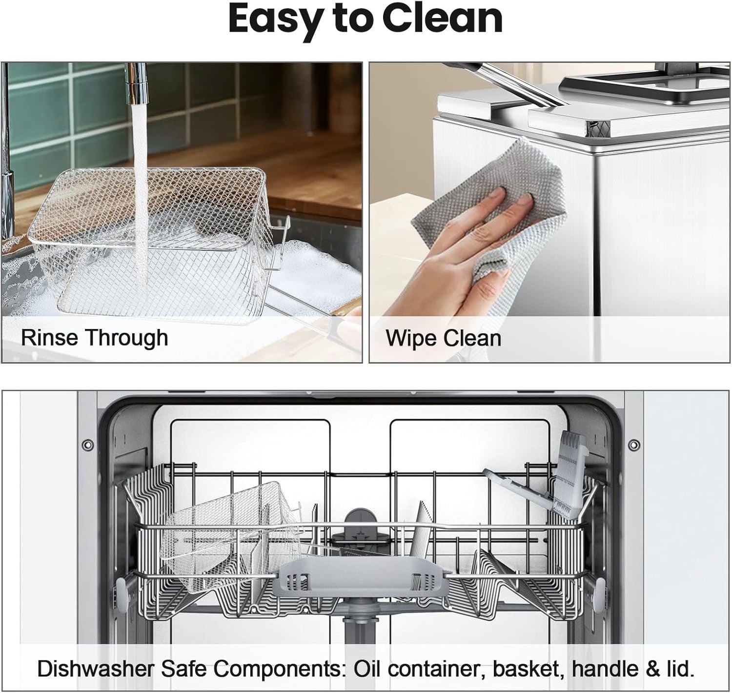 10L Deep Fat Fryer 2500W Stainless Steel Adjustable Temp Basket Lid