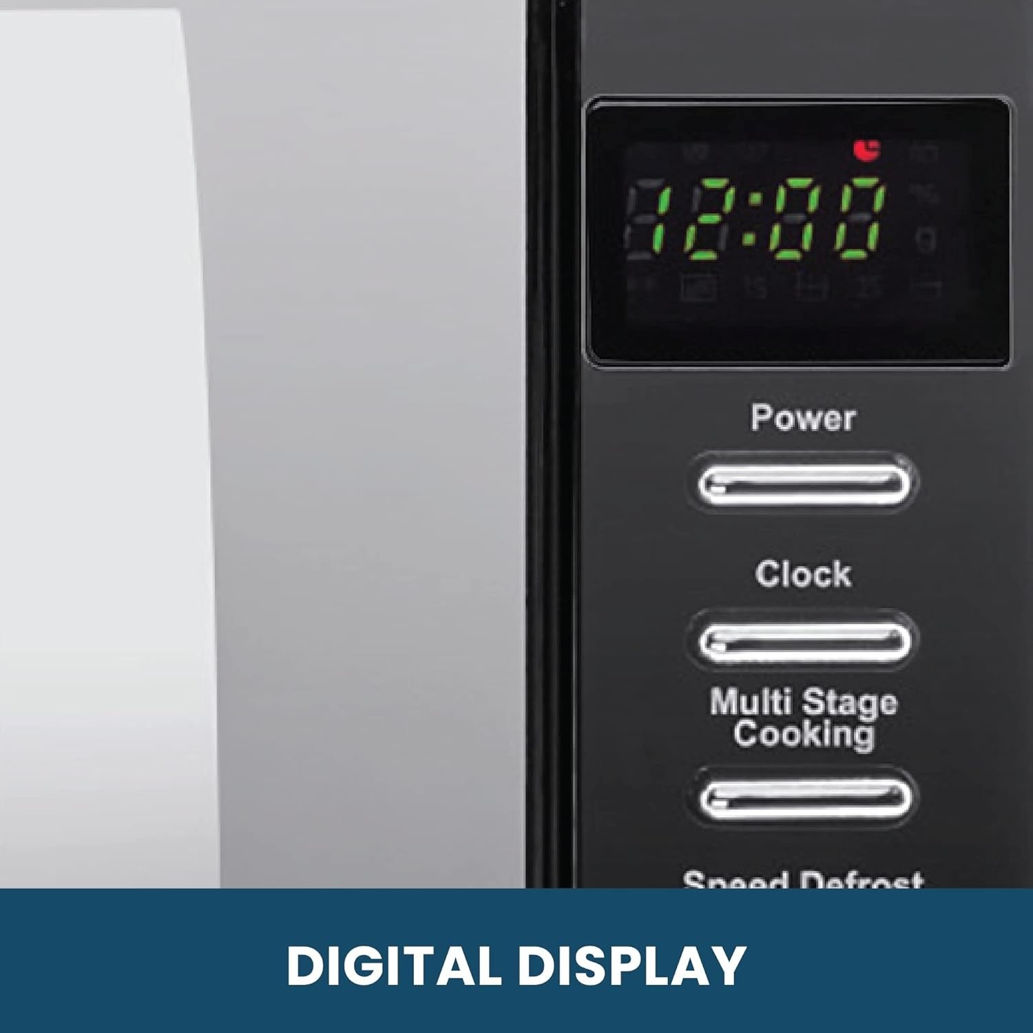 20L 800W Digital Microwave Black Mirrored Front 6 Power