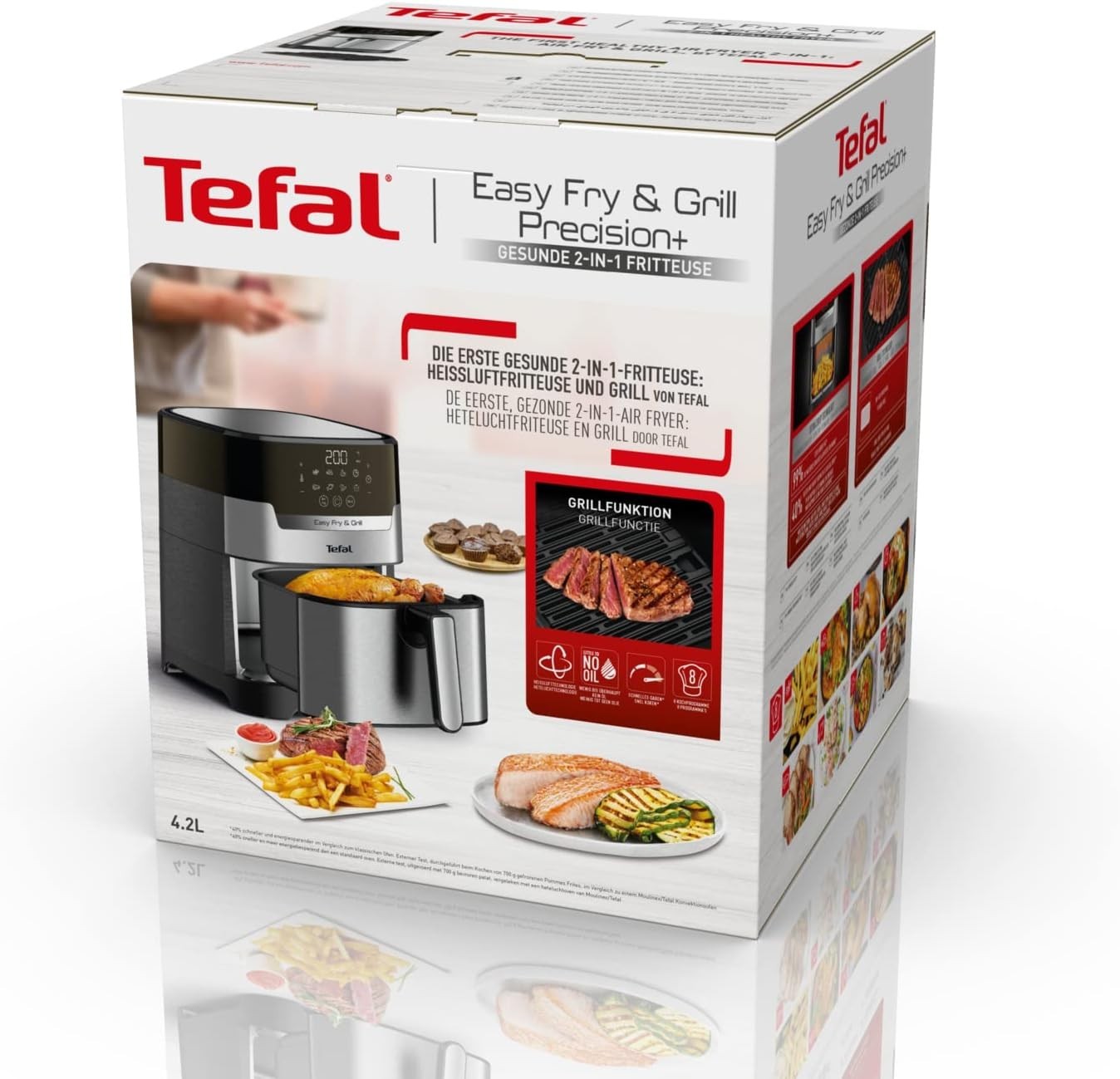 Air Fryer Grill 2-in-1 4.2L Digital 8 Programs Extra Crisp Dehydrate Timer