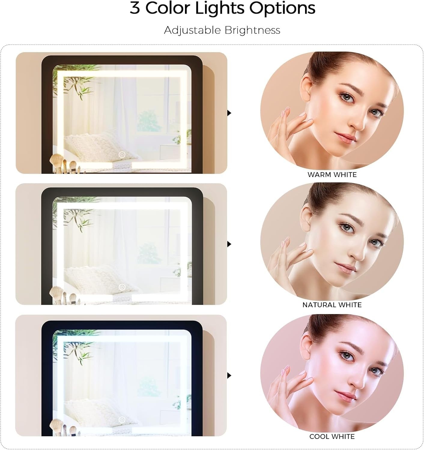 Vanity Makeup Desk w/LED Mirror USB Charging Station Small Spaces